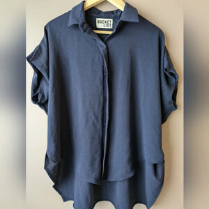 BUCKET LIST blue blouse dolman sleeve S
